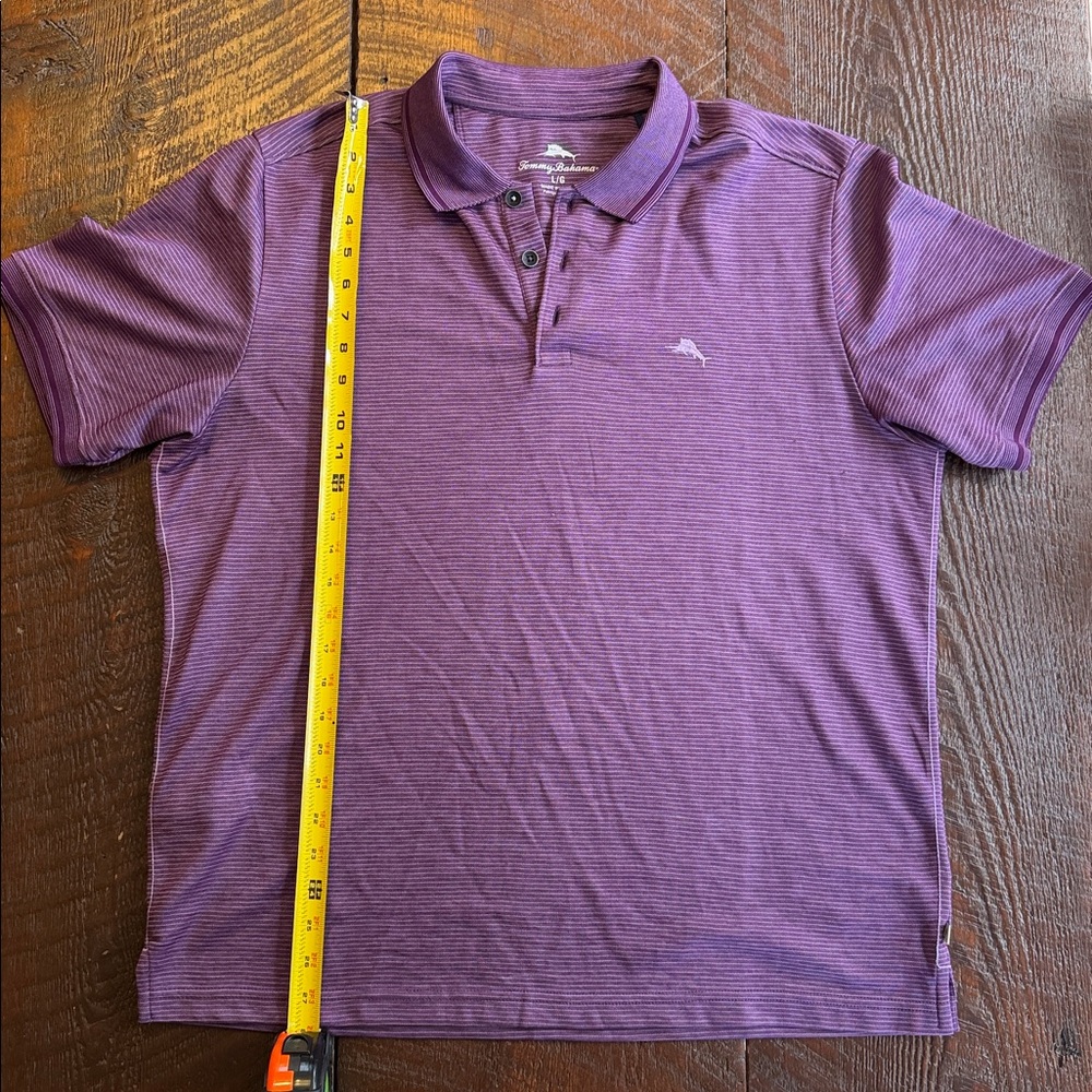 Tommy Bahama IslandZone Polo Men’s L Purple Striped Golf Shirt - Picture 7 of 7